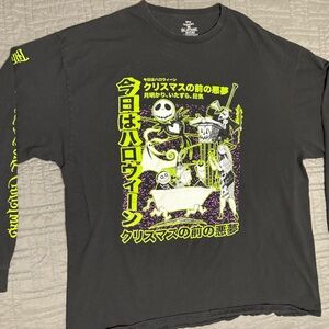 Nightmare Before Christmas Mens Long Sleeve T-Shirt - Kanji Green Japanese